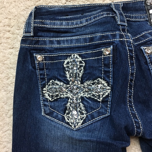 Miss Me Jeans Signature Bootcut Cross Embellishment Style JE8293BR Size 27 - Picture 5 of 11
